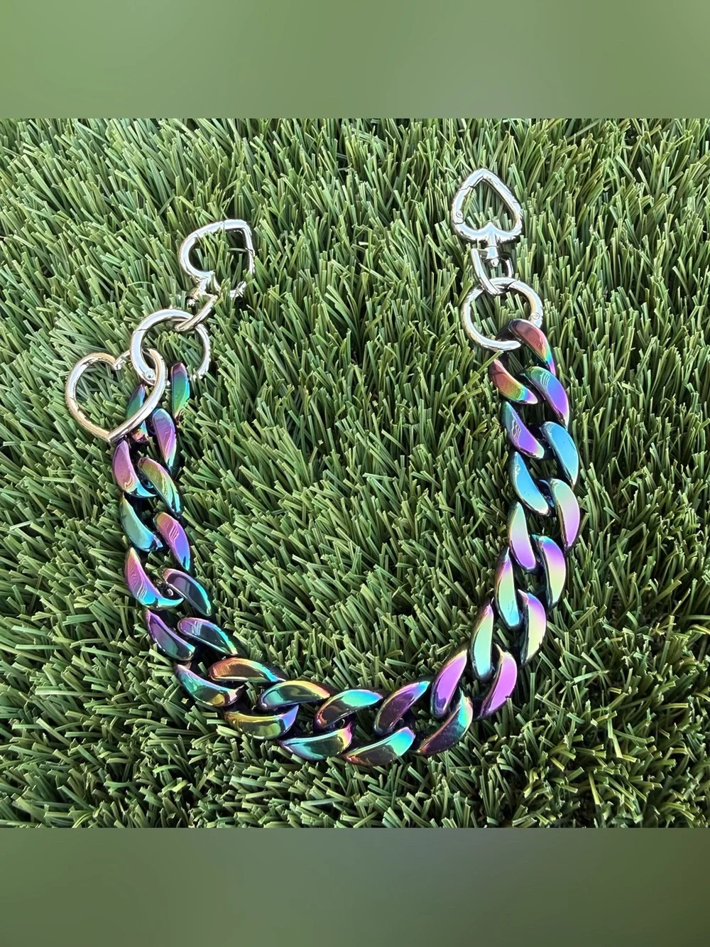 Novelty Strap| Bag Strap| ‘Oil Slick’ Acrylic Chain Link| Heart Shaped